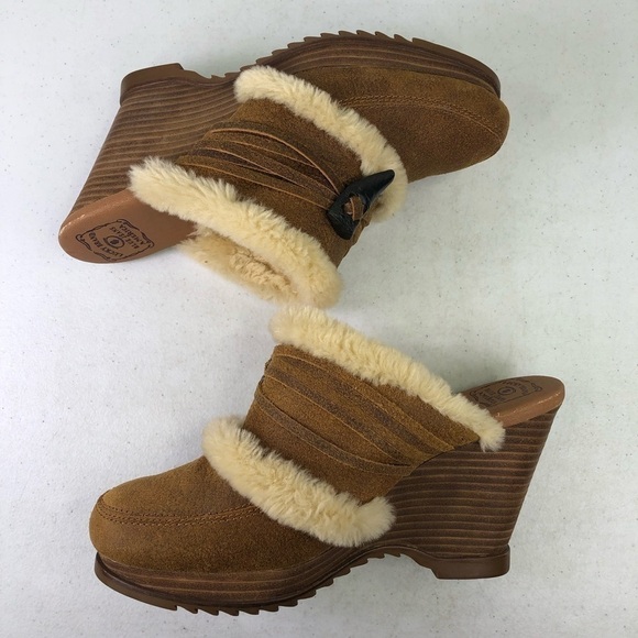 Lucky Brand Leather Mules with Faux Sherpa inside Size 8.5 - Picture 5 of 8